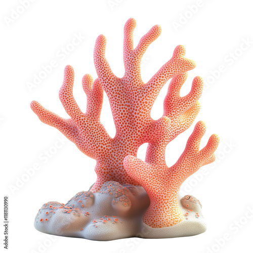 Fototapeta Naklejka Na Ścianę i Meble -  3D rendering icon coral reef illustration PNG. cartoon minimal style on transparent isolated background.