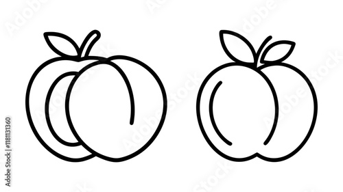 nectarine icon, fruits line art, fruits icon - simple black line art icon of nectarine perfect for logos, and fruits-themed designs.