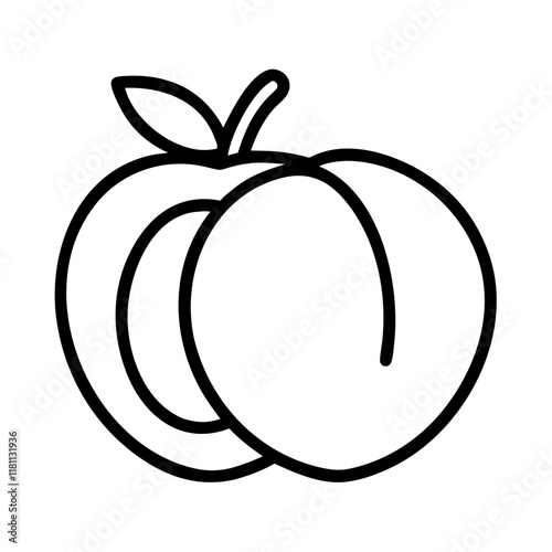 nectarine icon, fruits line art, fruits icon - simple black line art icon of nectarine perfect for logos, and fruits-themed designs.