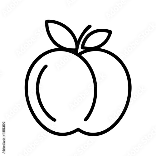 nectarine icon, fruits line art, fruits icon - simple black line art icon of nectarine perfect for logos, and fruits-themed designs.