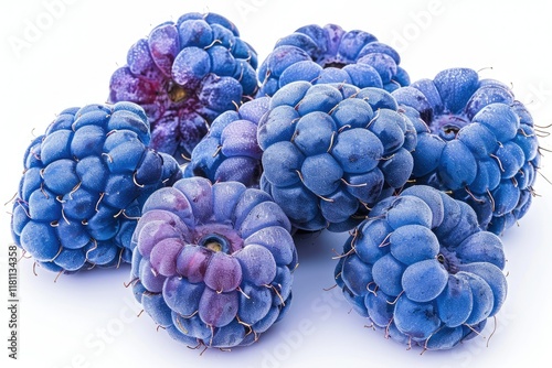 Clear Pixel Image of Fresh Ripe Blue Raspberry on White Background