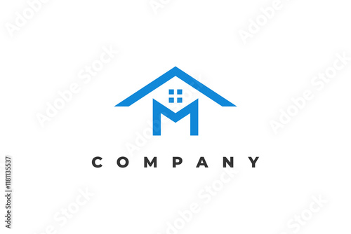 letter m and house modern logo