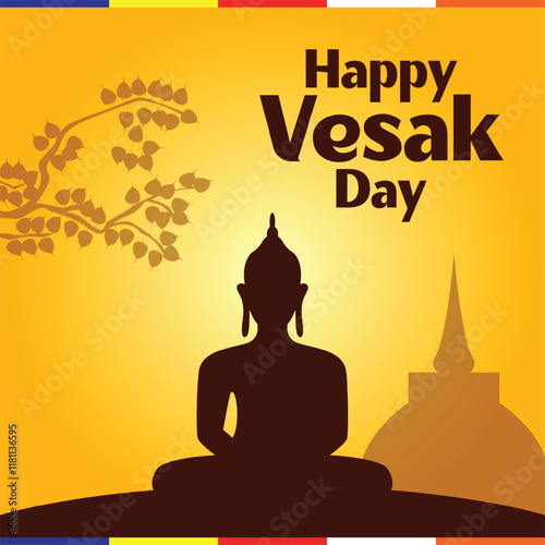 Vesak Festival Design. Vesak Poya. Happy Vesak Day. Vector illustration.