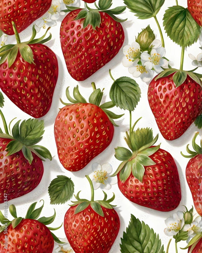 Strawberry seamless pattern isolated on white background Strawberry seamless pattern isolated on white background