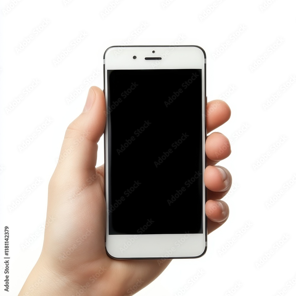 Hand Holding a Smartphone with a Black Screen Hand Holding a Smartphone with a Black Screen