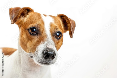 Clear Pixel Visual of Jack Russell Terrier Dog Portrait on White Background