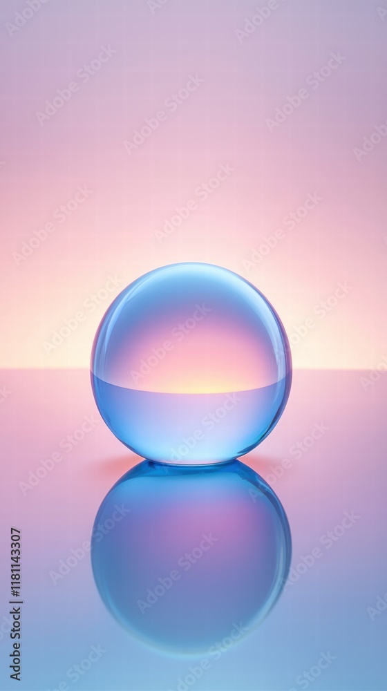 Obraz premium Radiant water droplet creating ripples against soft pastel background