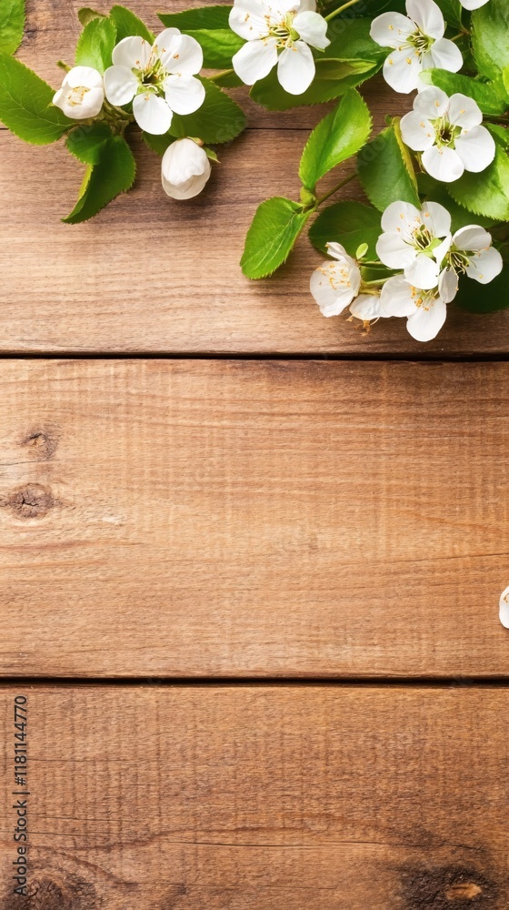Spring Blossoms on Rustic Wooden Background Natural Floral Design Spring Blossoms on Rustic Wooden Background Natural Floral Design