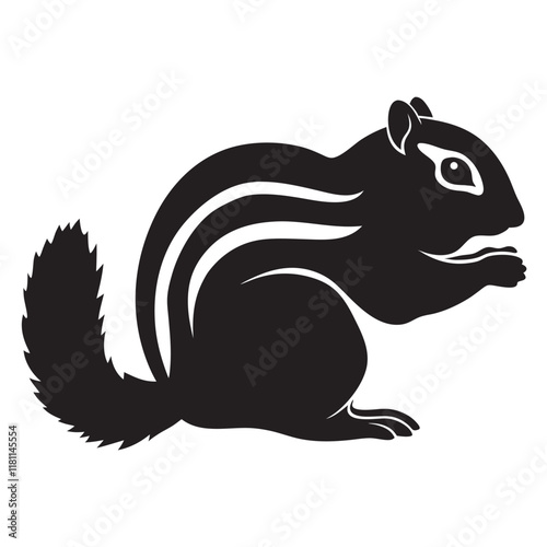 Chipmunk Rodent Icon silhouette on a white background. Cartoon Vector Illustration