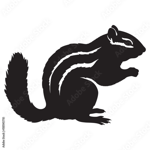 Chipmunk Rodent Icon silhouette on a white background. Cartoon Vector Illustration