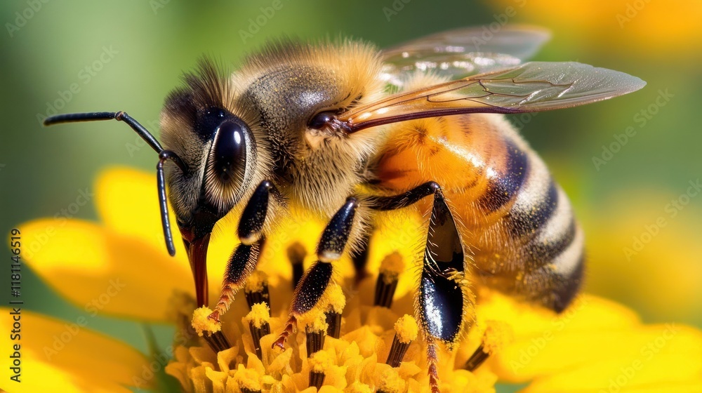 Honeybee Close-Up: Nature's Tiny Pollinator Honeybee Close-Up: Nature's Tiny Pollinator