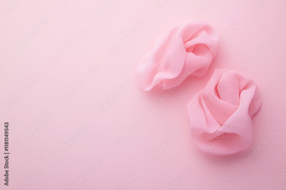 Fototapeta premium Delicate Pink Fabric Drapes on Soft Background Elegant Minimalist Texture Design