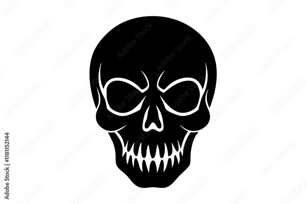 skull black silhouette vector, Simple silhouette Design vector icon with white background. Horror, Halloween image. skull black silhouette vector, Simple silhouette Design vector icon with white background. Horror, Halloween image.