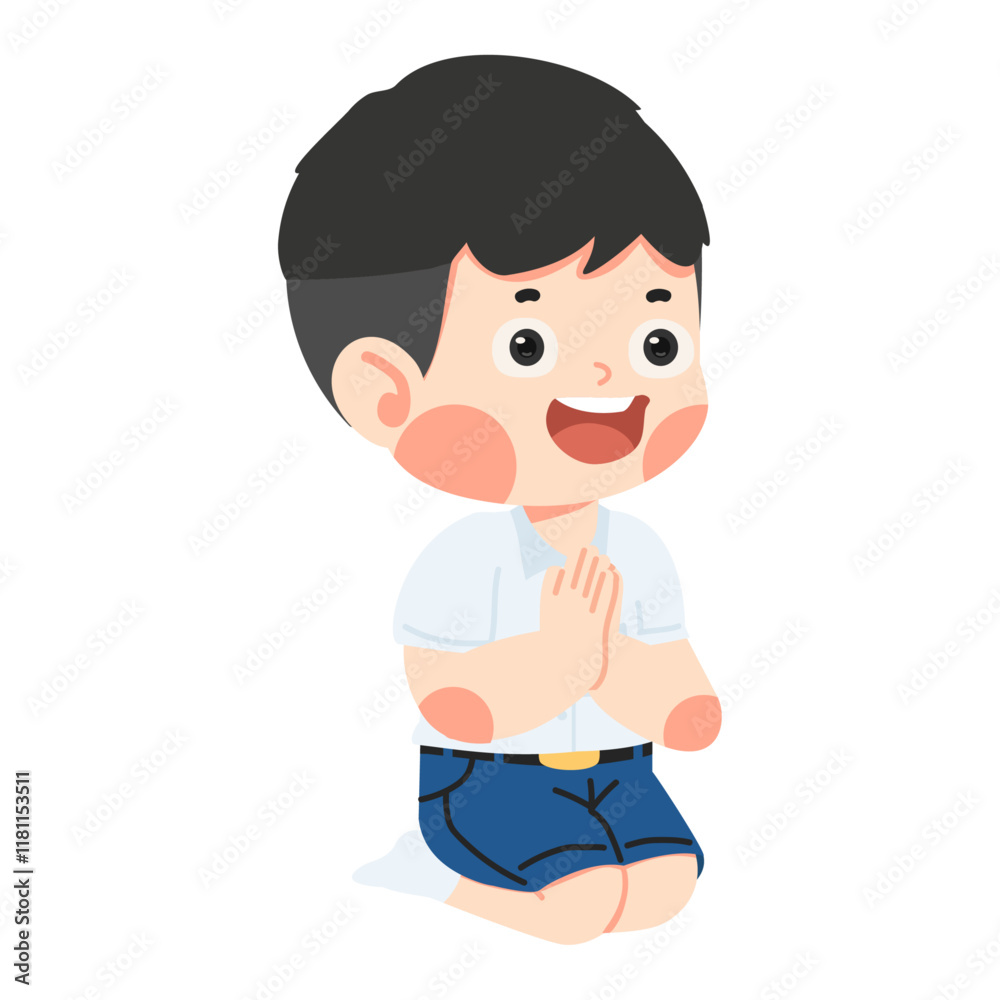 boy is praying while sitting on the floor boy is praying while sitting on the floor