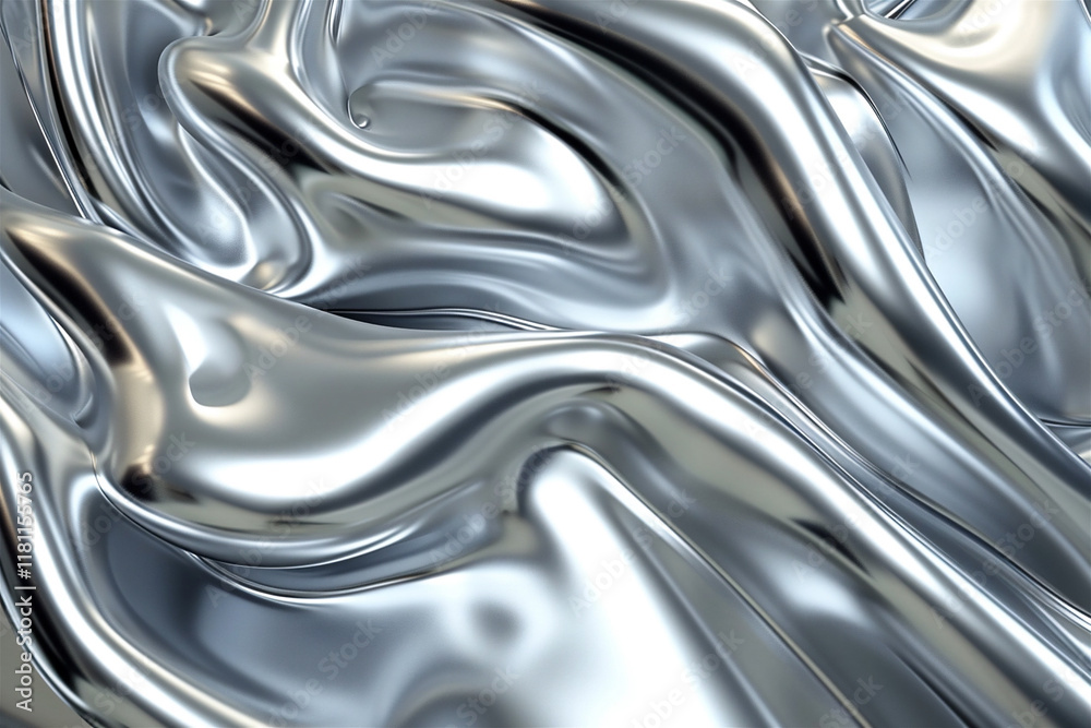 Chrome liquid silver background. Abstract metal texture with waves. Silver color chrome morphism pattern, steel reflection design, aluminum shiny illustration Chrome liquid silver background. Abstract metal texture with waves. Silver color chrome morphism pattern, steel reflection design, aluminum shiny illustration