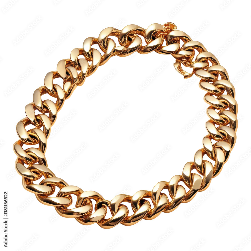 Obraz premium Gold Chain on White Background on transparent PNG background.