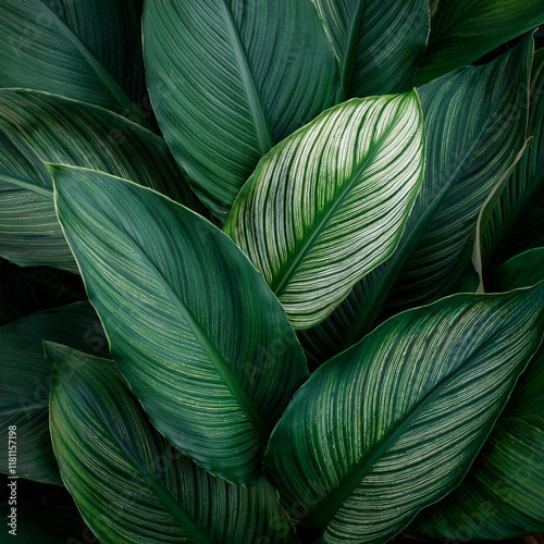 leaves of Spathiphyllum cannifolium, abstract dark green texture