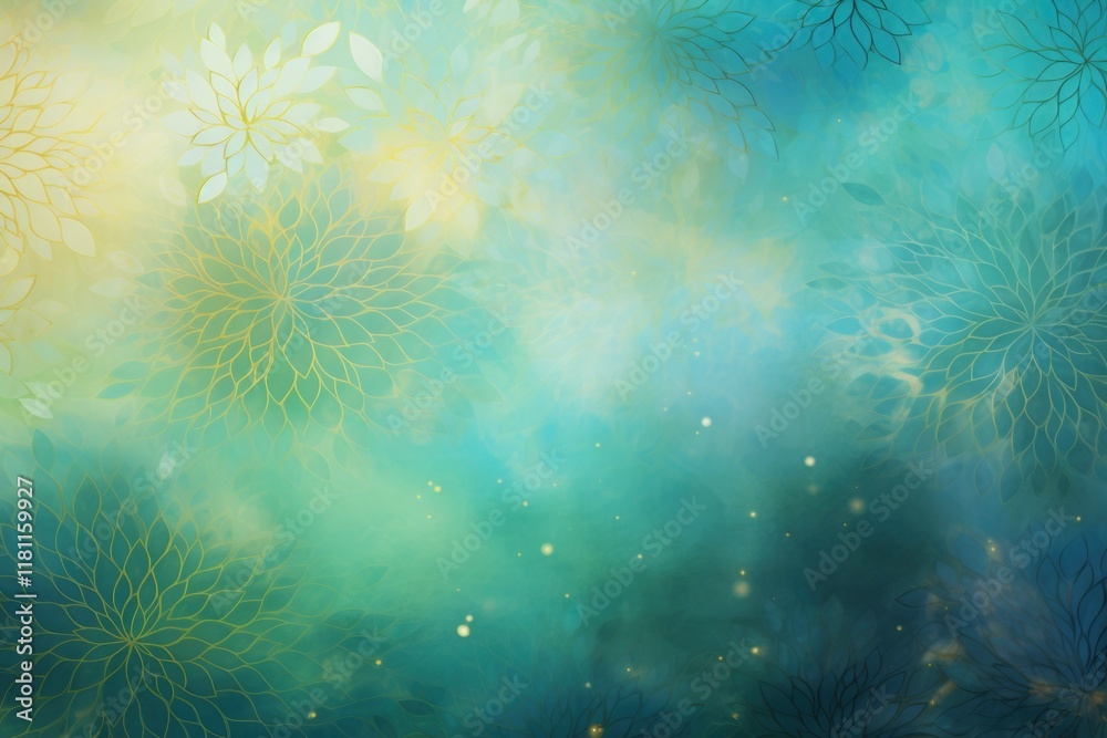 Fototapeta premium Pale Mint Floral Glow Texture