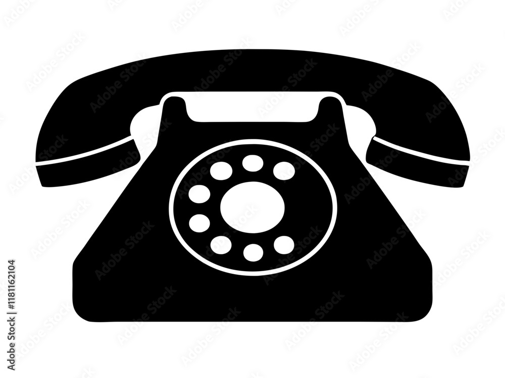  telephone black silhouette vector, Simple silhouette Design vector icon with white background.