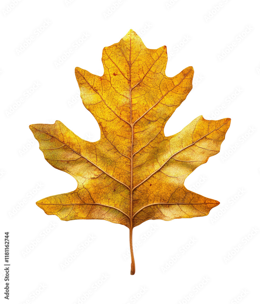 Detailed oak leaf with visible veins nature close-up autumn vibes high fidelity isolated on transparent background png Detailed oak leaf with visible veins nature close-up autumn vibes high fidelity isolated on transparent background png
