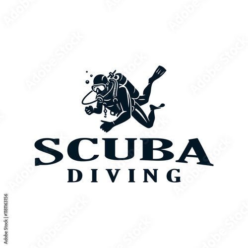 scuba diving logo design vector template illustration