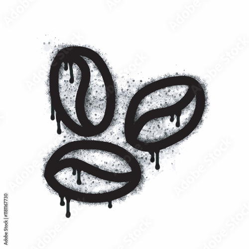 Coffee bean spray icon isolated on white background. Coffee bean spray graffiti icon in black on white background. Vector illustration.