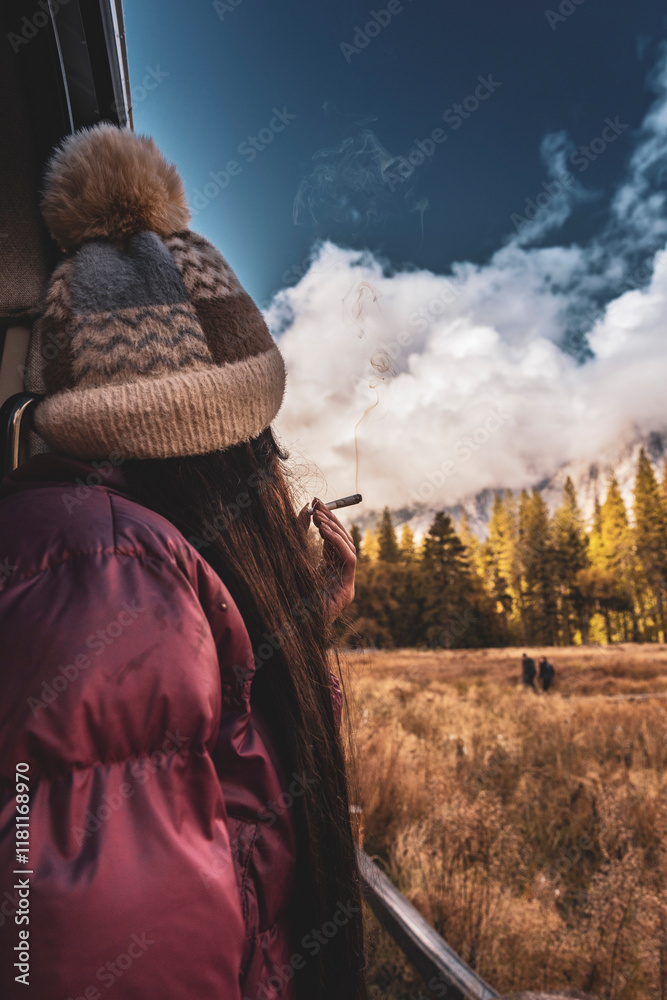 person in the mountains