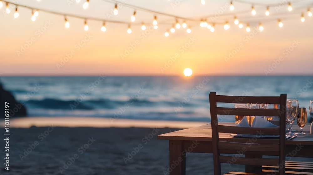 romantic beach sunset dinner table - relaxation romantic beach sunset dinner table - relaxation