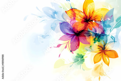 Colorful floral design set on a white background for a fresh and vibrant aesthetic 