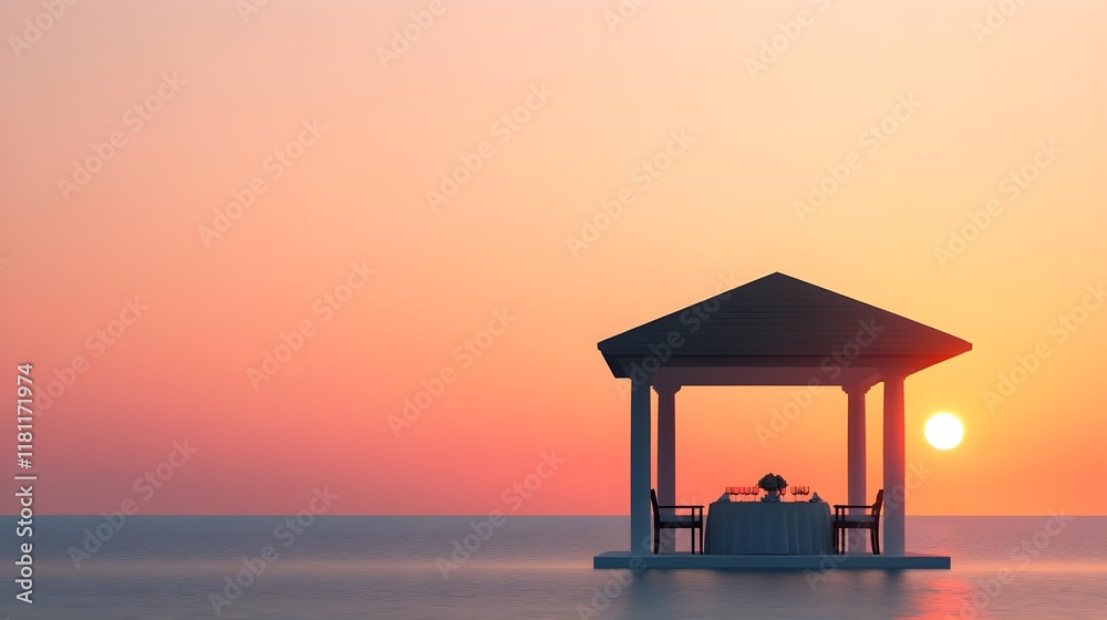 romantic sunset ocean dinner gazebo - minimalism romantic sunset ocean dinner gazebo - minimalism