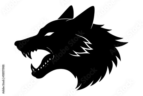 wolf head black silhouette vector, Simple silhouette Design vector icon with white background. wild animal 