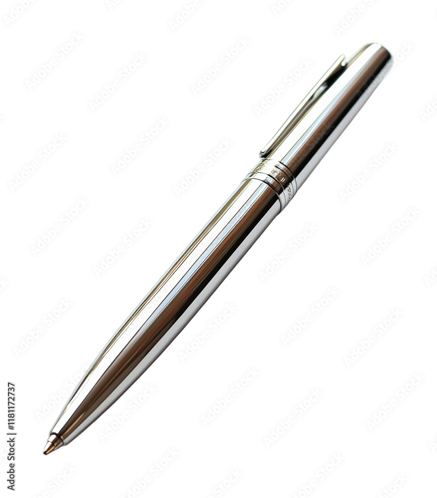 Sleek metallic pen on surface modern office workspace high fidelity close-up minimalist design professional aesthetics isolated on transparent background png Sleek metallic pen on surface modern office workspace high fidelity close-up minimalist design professional aesthetics isolated on transparent background png