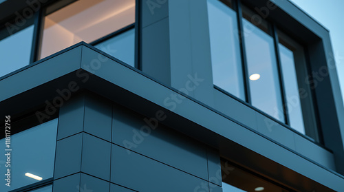 Wallpaper Mural Modern Building Exterior with Teal Facade and Large Windows Torontodigital.ca