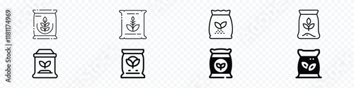 Fertilizer icon, fertilizer in sack icon, Fertilizing icon line symbol