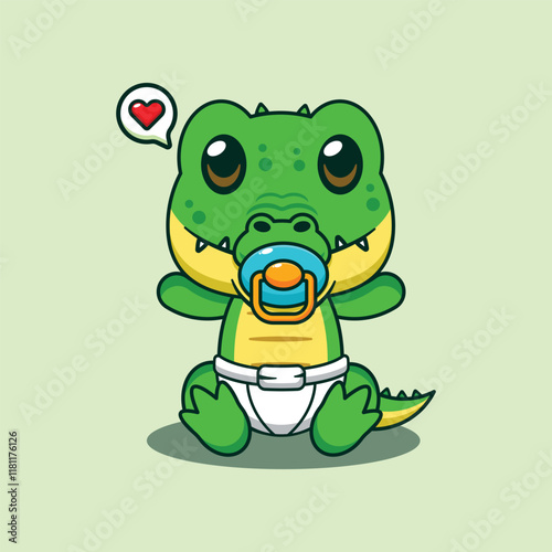 Baby crocodile cartoon vector illustration