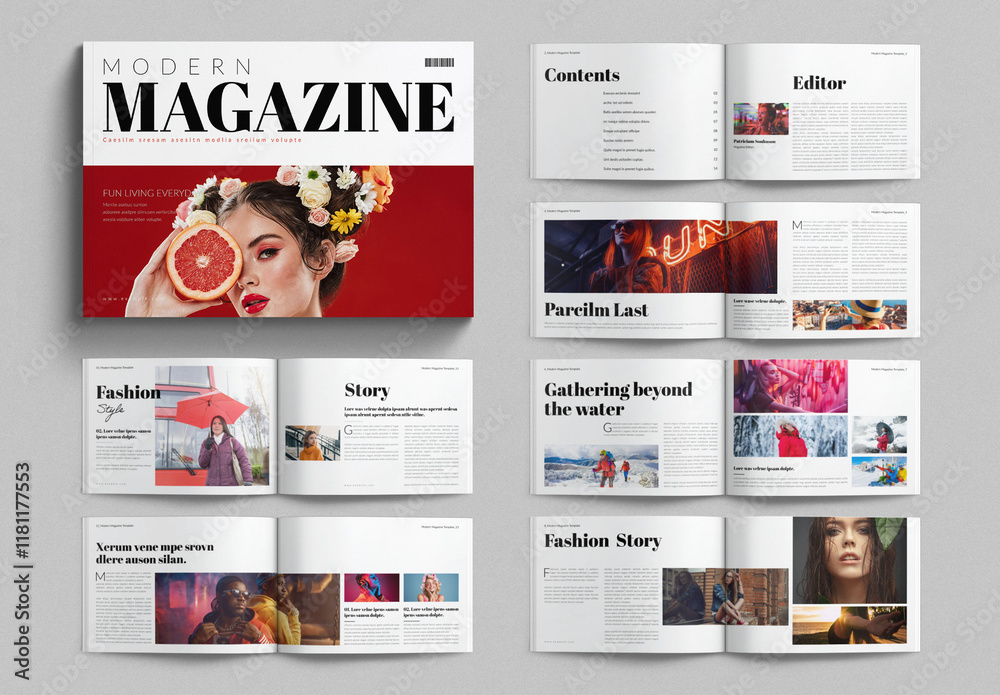 Modern Magazine Template Design Layout Landscape Stock Template | Adobe ...