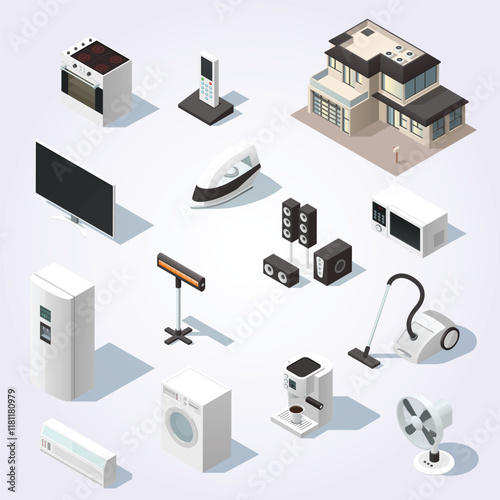 Consumer electronics isometric concept