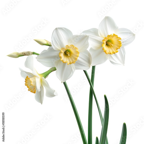 spring flowers narcissus isolated on white background. daffodil