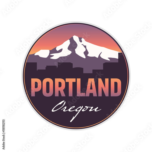 Pacific Northwest Mount Patch Portland Oregon Retro Logo design, vector illustration