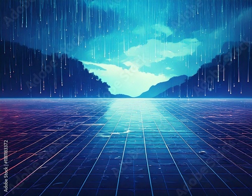 empty open space background with rain
