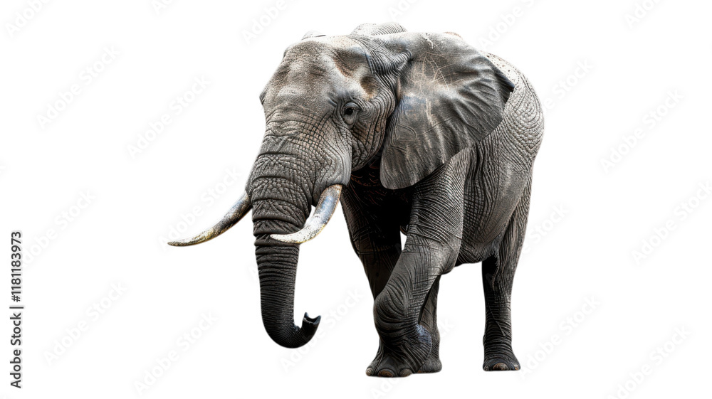 Fototapeta premium A Majestic Elephant Isolated on a Transparent Background Perfect for Educational and Informative Graphics About Wildlife Conservation and Nature transparent background