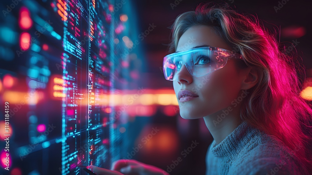 A diverse team collaborating on digital tablets and holographic displays in a modern workspace A diverse team collaborating on digital tablets and holographic displays in a modern workspace