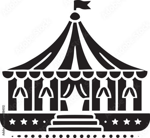 Carnival Tent Silhouettes Vector Icon Illustration