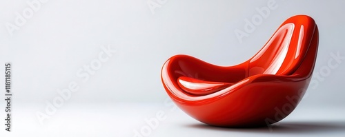 Modern chair shaped like a curling chili pepper, sleek design, spicy furniture innovation photo