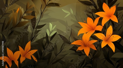 Wallpaper Mural A burst of orange flowers in serene forest landscape vibrant Torontodigital.ca