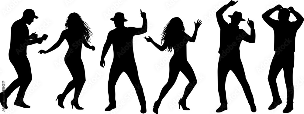 vector set of happy dancing people. Transparent background PNG cutout. vector set of happy dancing people. Transparent background PNG cutout.