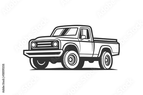 Old pickup Truck Vector Art and Illustration