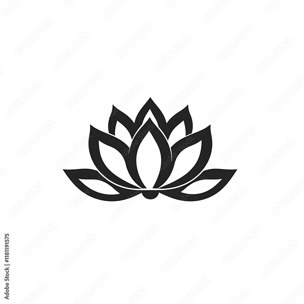Simple black and white lotus flower graphic design. Simple black and white lotus flower graphic design.