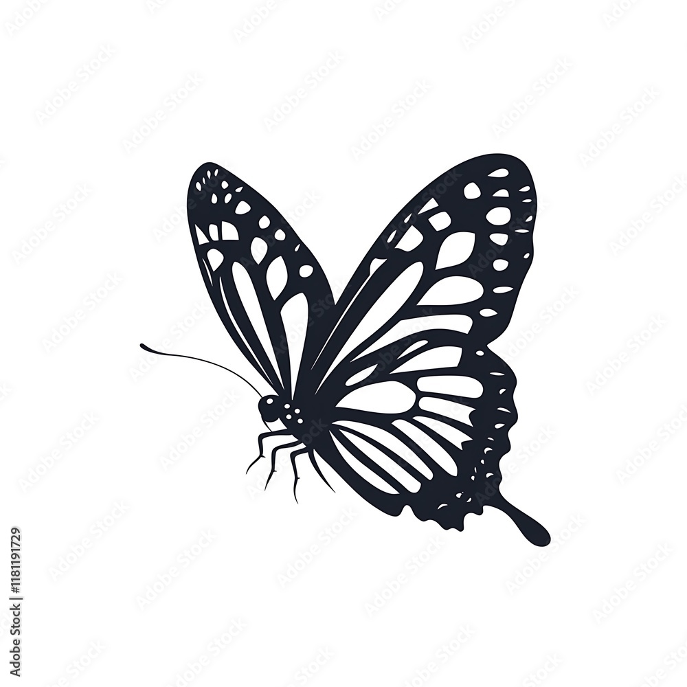 Fototapeta premium Elegant silhouette of a butterfly in flight.