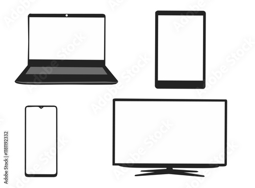 set of laptop and phone technology  for background business